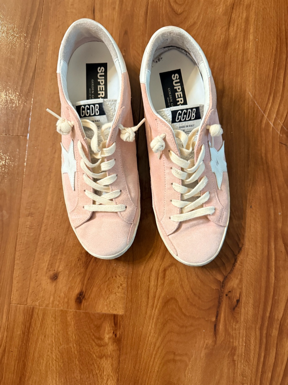 Golden Goose Pink Suede Low-Top Sneakers with White Star